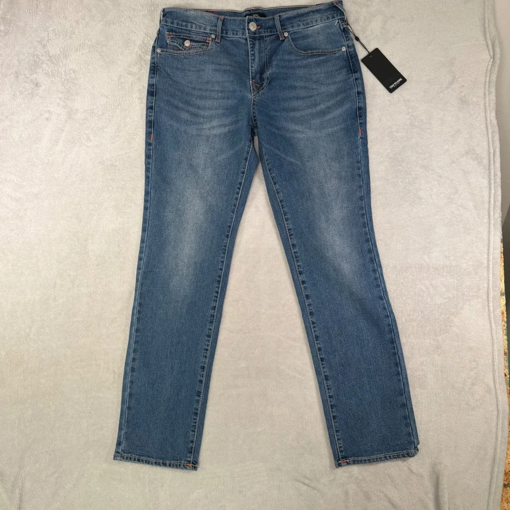 True Religion Geno SN Flap‎ Slim Mens Jeans Medium Spiced Orchard Wash 32 700596